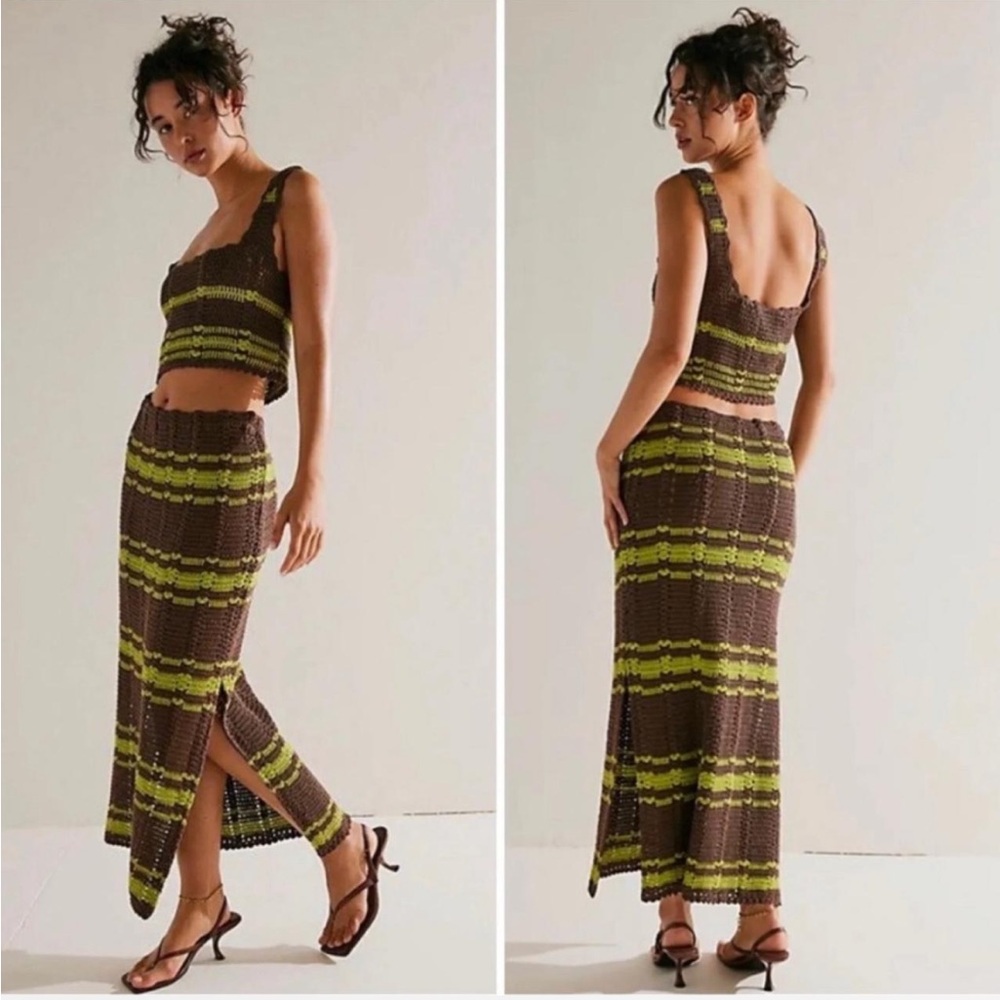 NWOT FREE PEOPLE Beach Cover up DONNI Sweater set Maxi Pencil Skirt with Slit